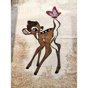 Vintage Biederlack Disney Bambi Fleece Blanket Reversible 72x53 Made in USA